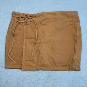 MNG Orange Denim Wrap Mini Skirt Lace Up Front Side Tie Casual Women Size L